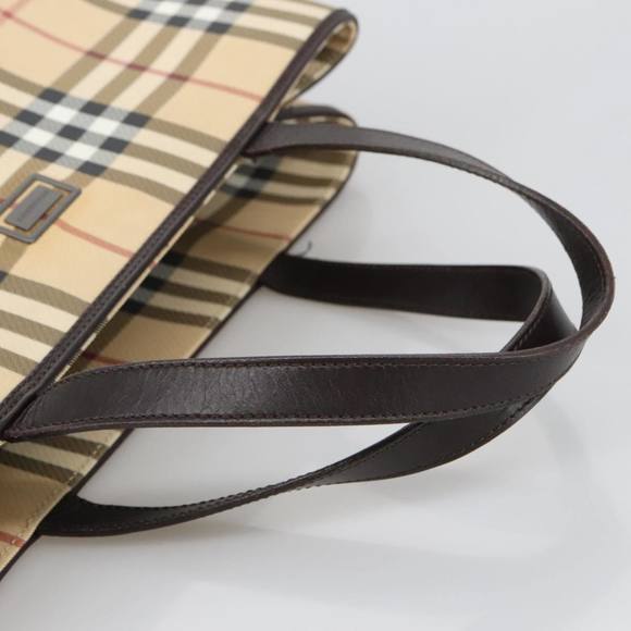 BURBERRY Nova Check Hand Bag PVC Beige Auth 103797 - Picture 7 of 16